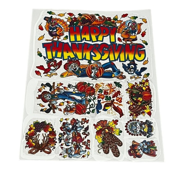 Vintage Thanksgiving Window Clings 5 Sheets - Picture 2 of 6